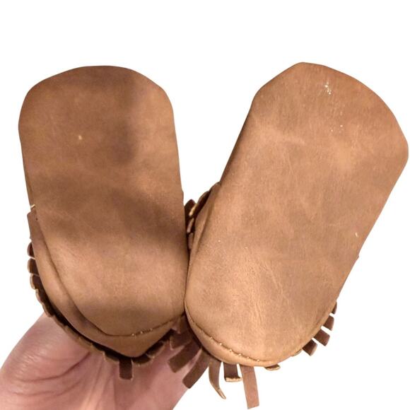 First Steps Baby Fringe Moccasins Shoes In Brown Size 0-6 Months - Picture 3 of 5